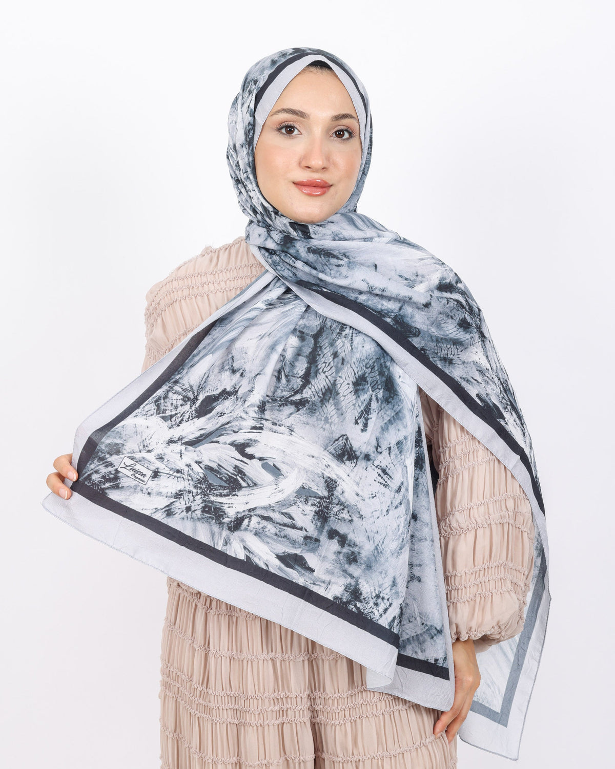Soft Bambu Kraş Şal D049 Gri-Siyah, 75 × 185 cm şal – görsel 2