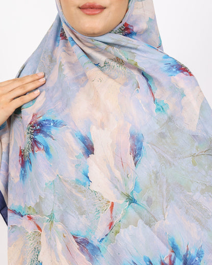 Soft Bambu Kraş Şal D044 Lacivert, çiçekli desenli, 75 × 185 cm şal – görsel 4