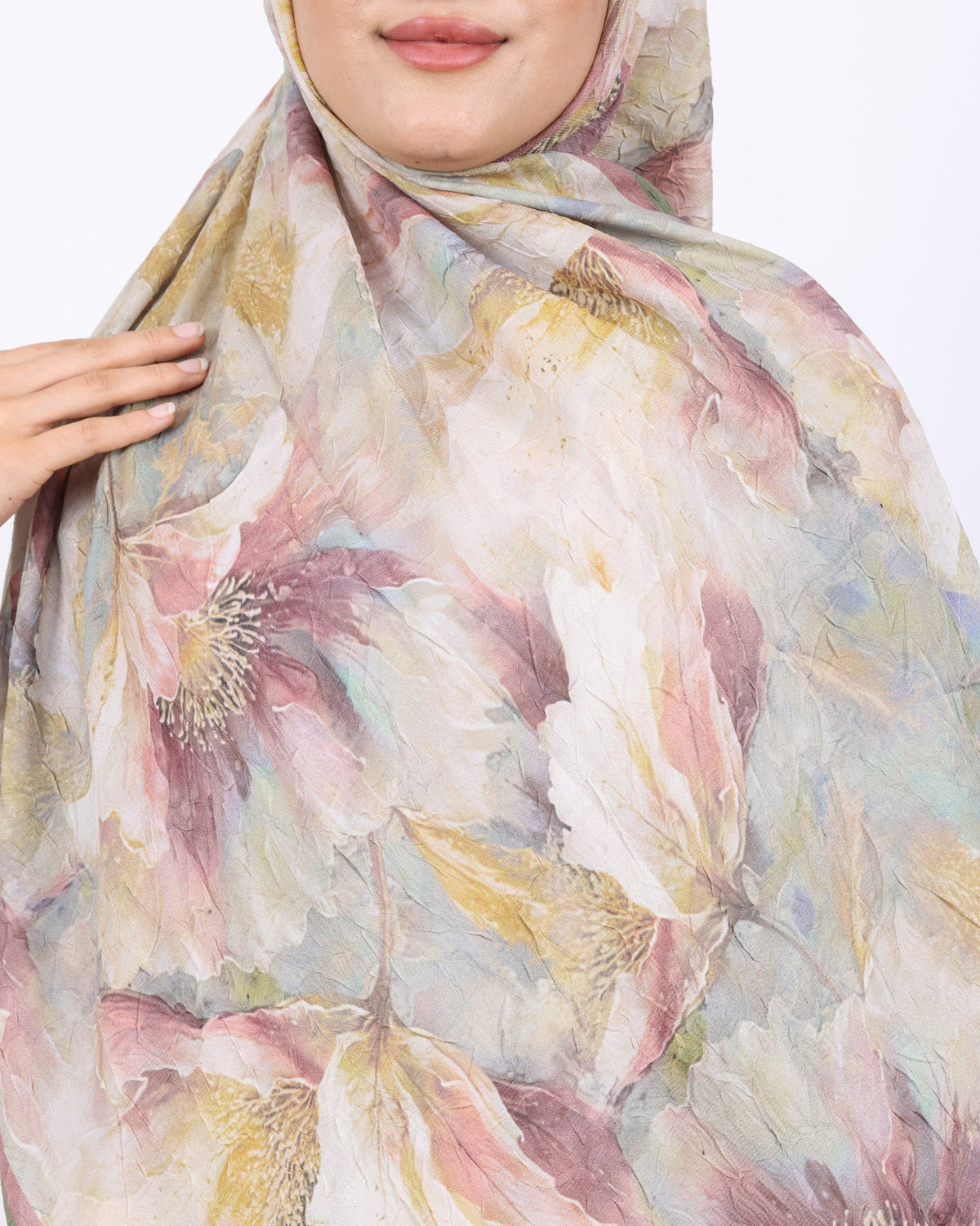 Soft Bambu Kraş Şal D044 Mint Yeşili, çiçekli desenli, 75 × 185 cm şal – görsel 4